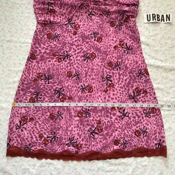 NWT Out From Under Mon Amor Lace Strap Mesh Slip Dress L Blush Pink Red Cherry - Picture 8 of 13